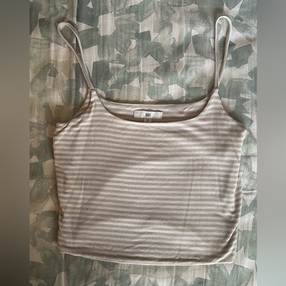 Tan Striped Tank Top